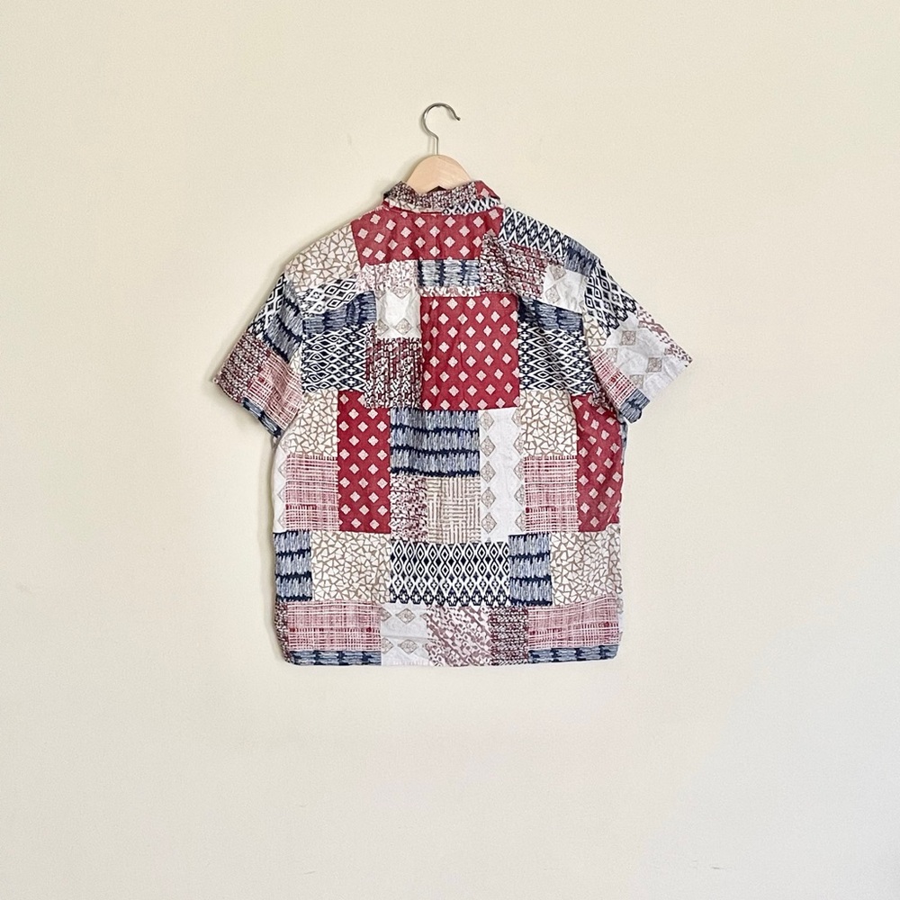 New American Eagle Flex Patchwork Print Short Sle… - image 6